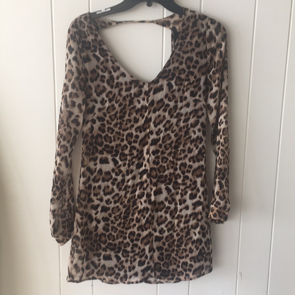 ASTR Long Sleeve Leopard Dress XS